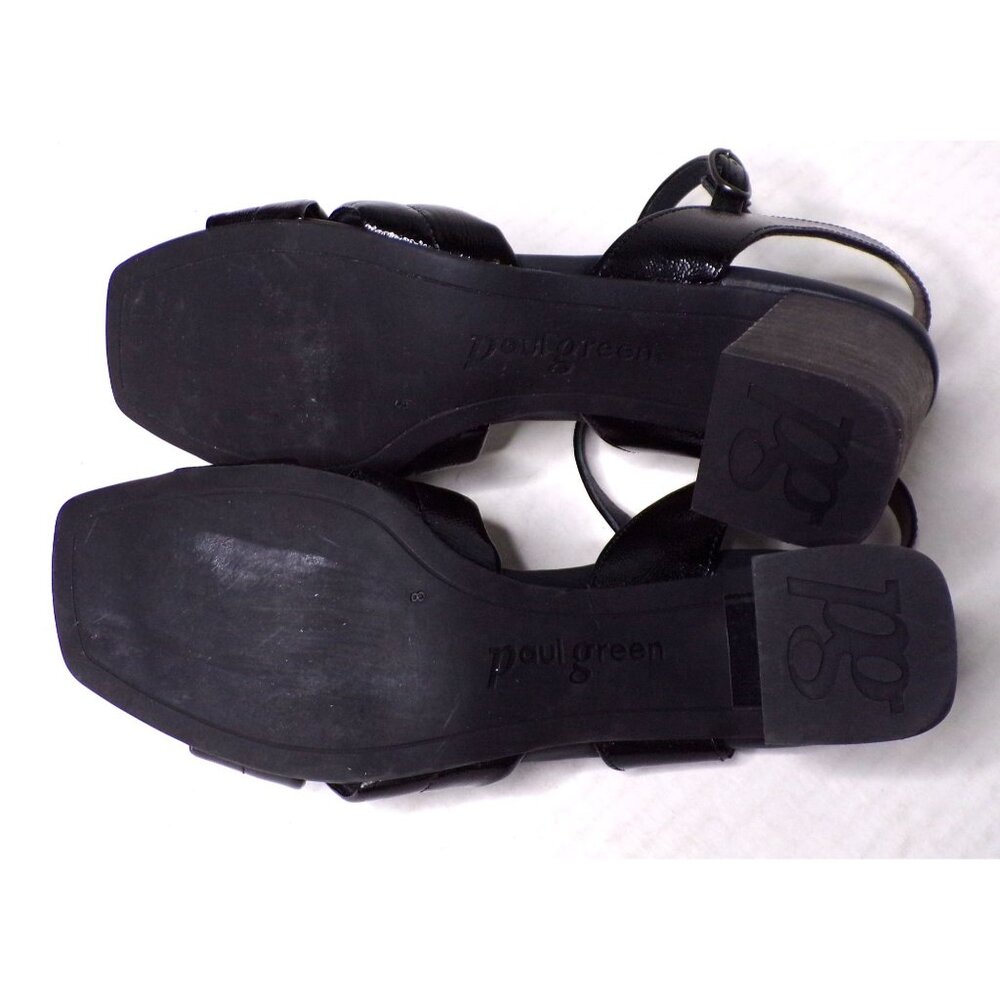 ๐ PAUL GREEN Lexi Block Heel Ankle Strap Sandals Pumps Shoes 10.5 Black - Picture 13 of 13